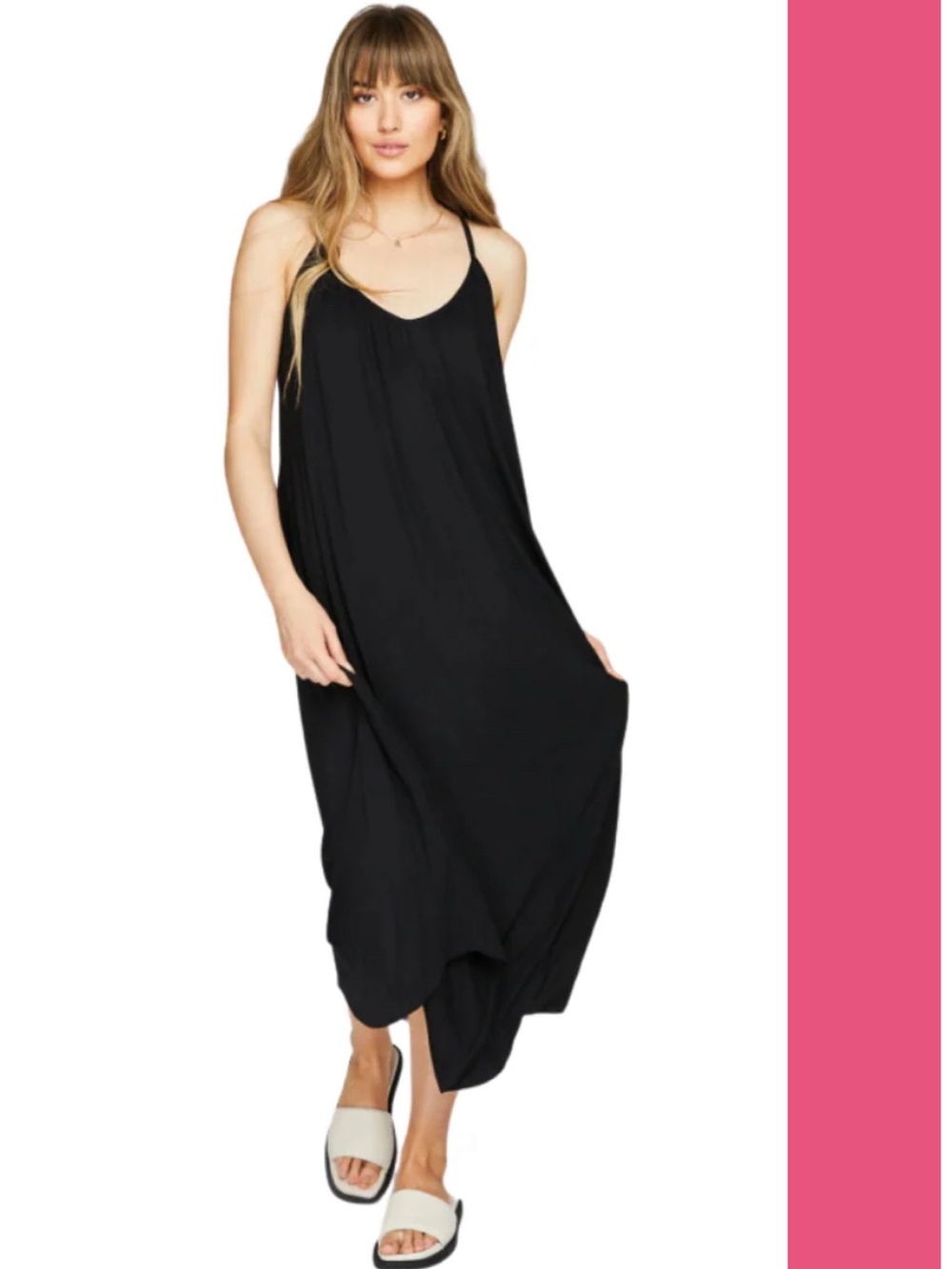 Gentle Fawn Dayton Maxi Dress in Black Size M Minimalist Coastal Chic Capsule